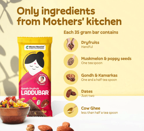 Gondh Ginger Dryfruit LadduBar - Mama Nourish - Freshmills