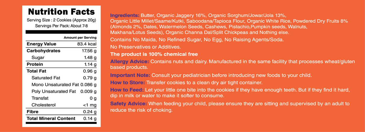 Jowar & Almond Jaggery Cookies - Early Foods - Freshmills