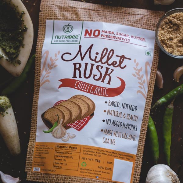 Millet Rusk Chilli Garlic - Nutribee - Freshmills