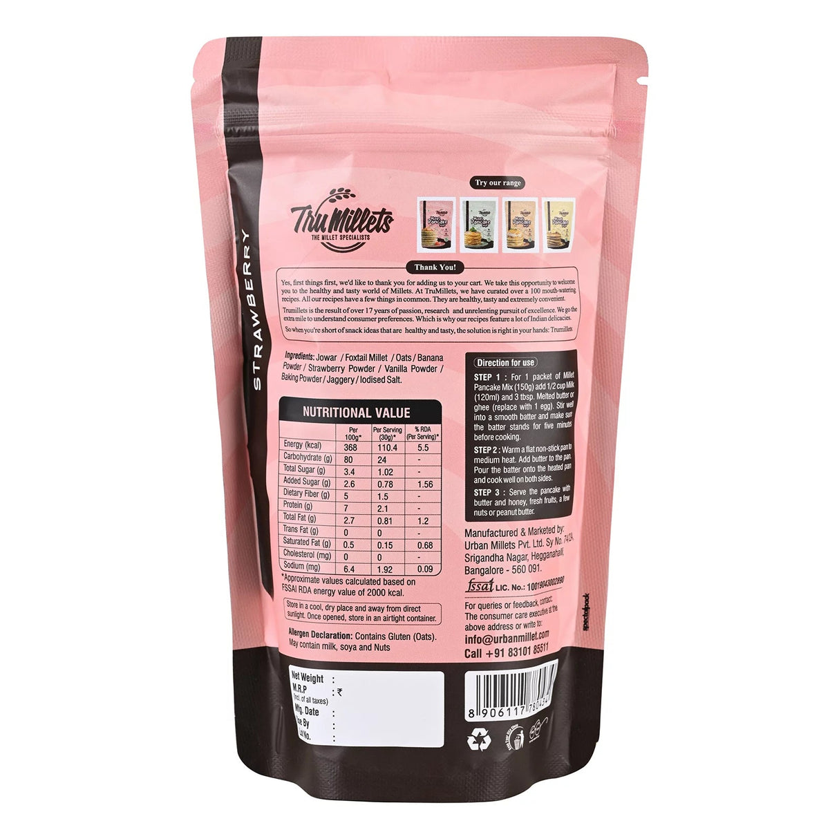 Millet Strawberry Pancake - Tru millets - Freshmills
