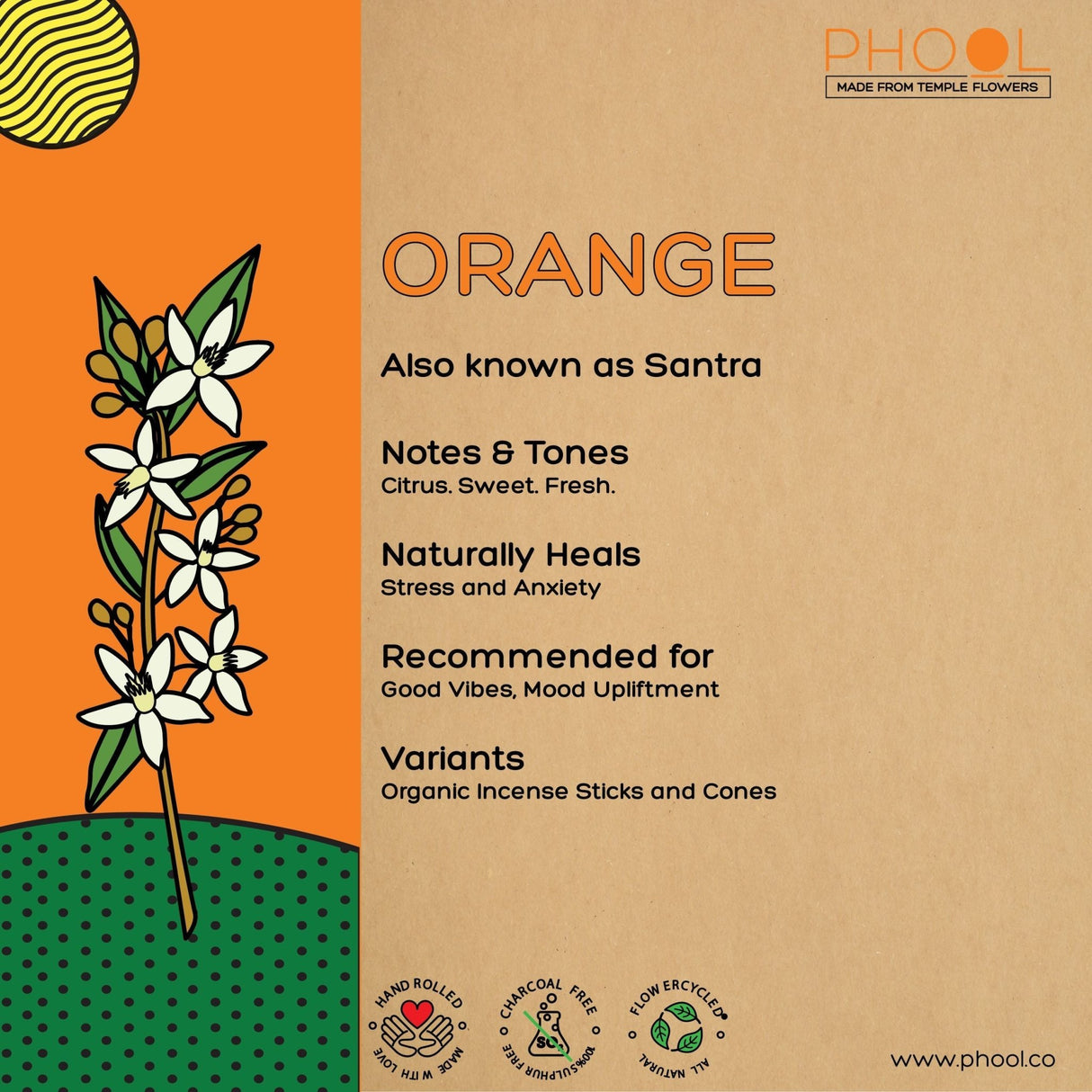 Orange Incense Cones - Phool - Freshmills