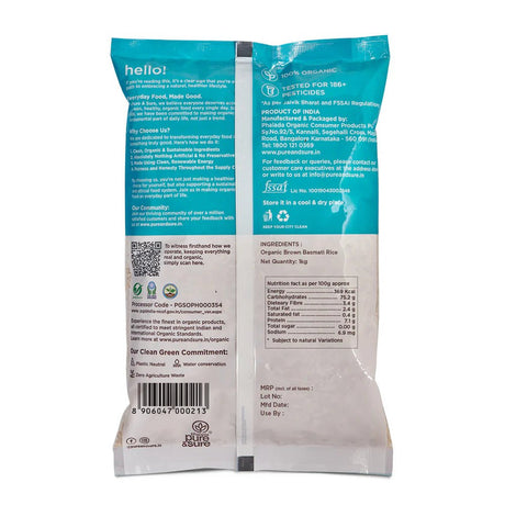 Organic Basmati Rice - Brown - Phalada Pure & Sure - Freshmills