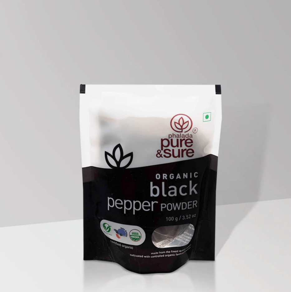 Organic Black Pepper Powder - Phalada Pure & Sure - Freshmills