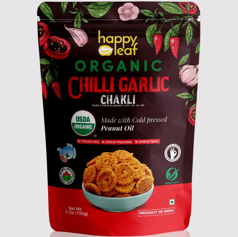 Organic Chilli Garlic Chakli - Happy Leaf Snacks - Freshmills