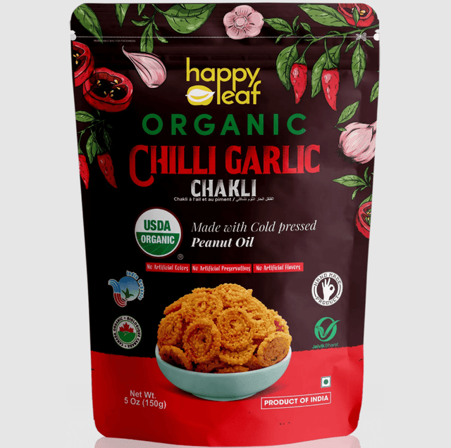 Organic Chilli Garlic Chakli - Happy Leaf Snacks - Freshmills