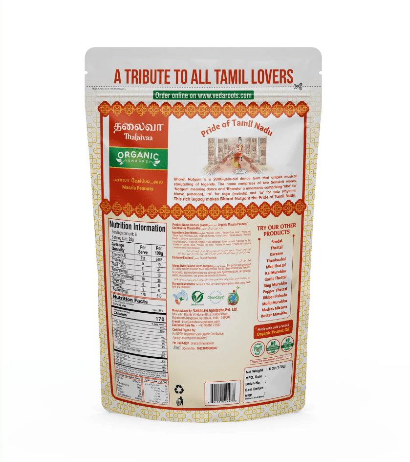 Organic Masala Peanuts - Thalaivaa Snacks - Freshmills