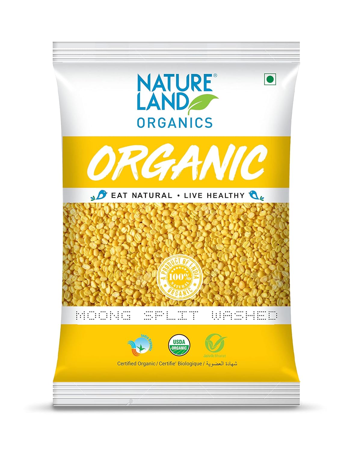 Organic Moong Split Washed - Nature Land - Freshmills