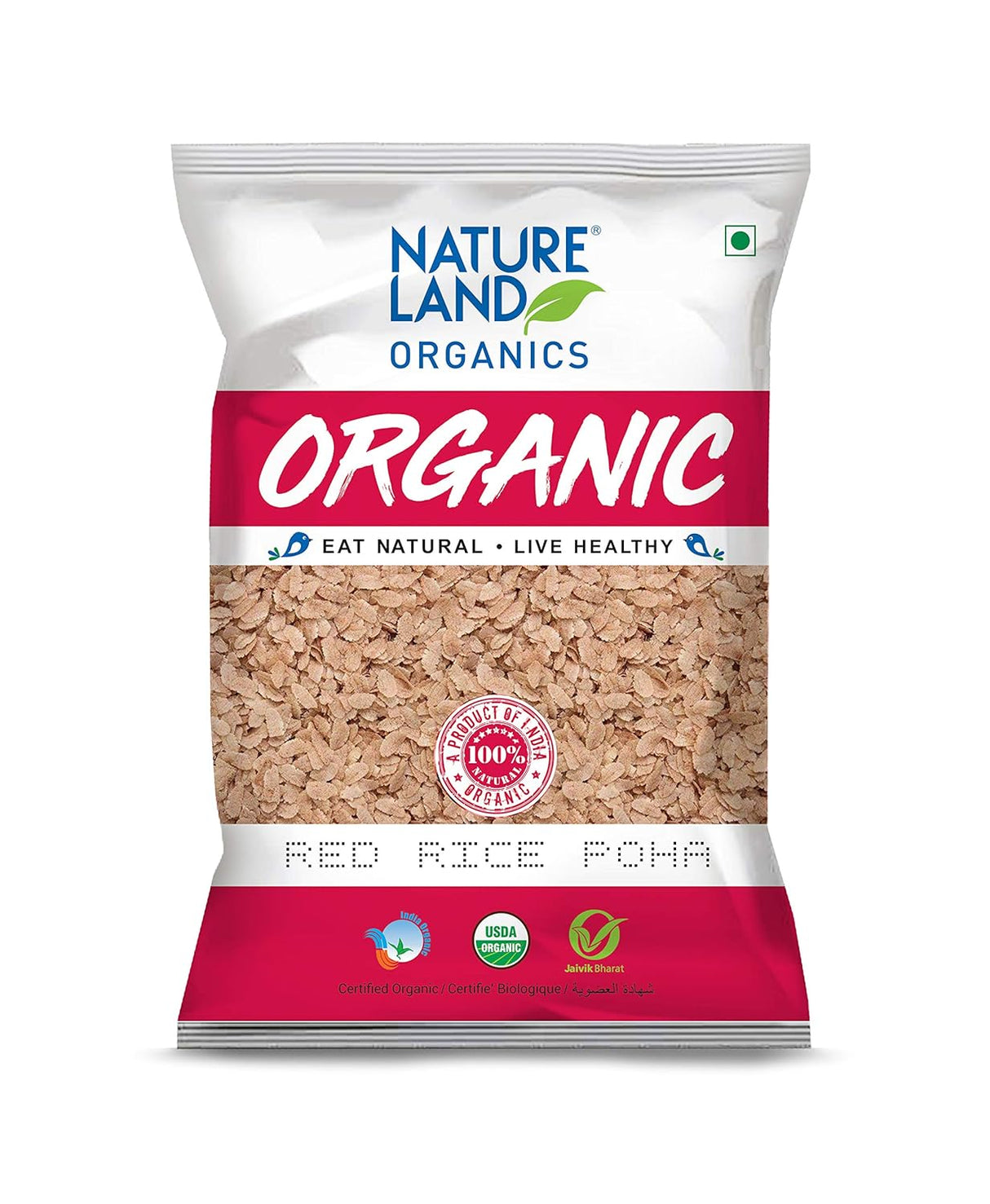 Organic Red Rice Poha - Nature Land - Freshmills