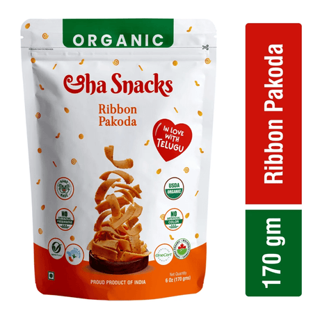 Organic Ribbon Pakoda - Aha Snacks - Freshmills