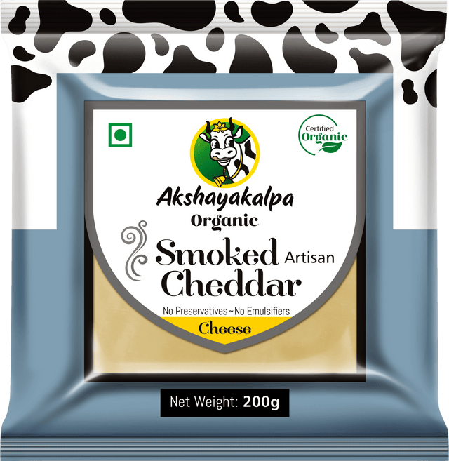 Organic Smoked Cheddar Cheese - Akshayakalpa - Freshmills