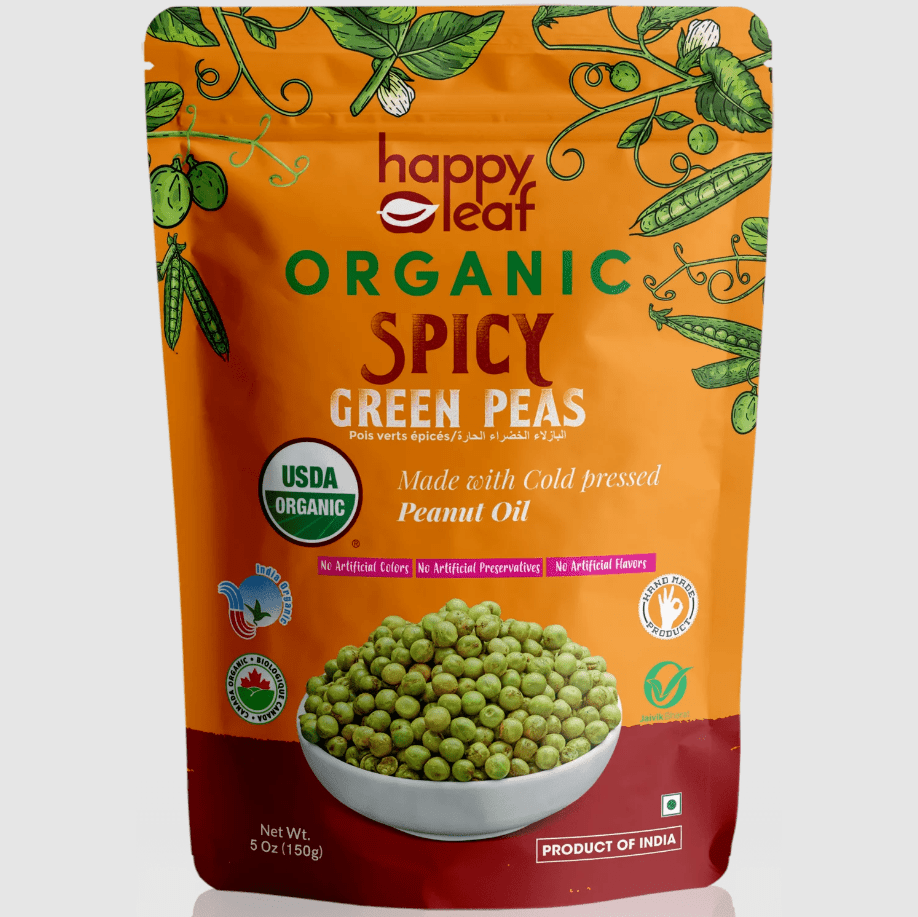 Organic Spicy Green Peas - Happy Leaf Snacks - Freshmills