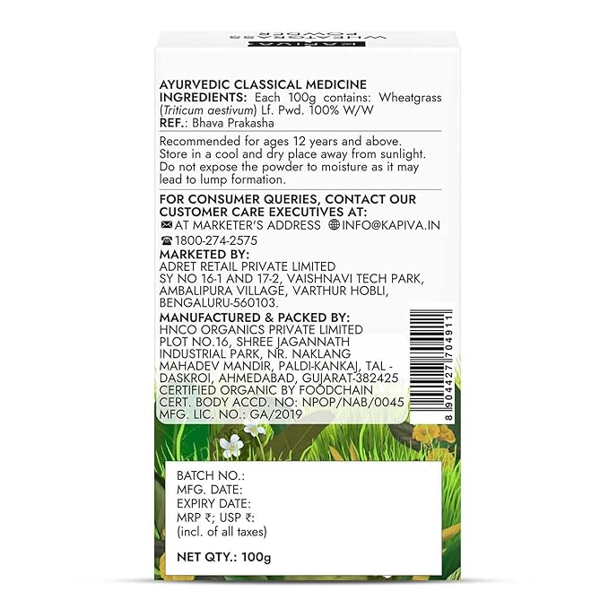 Organic Wheatgrass Powder - Kapiva - Freshmills