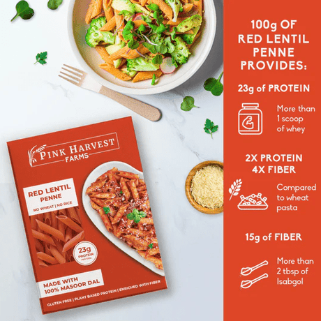 Red Lentil Penne Pasta - Pink Harvest - Freshmills