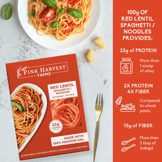 Red Lentil Spaghetti Noodles - Pink Harvest - Freshmills