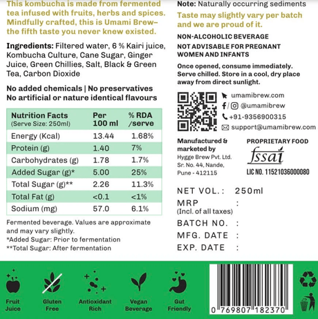 Spiced Kairi Kombucha - umami brew - Freshmills