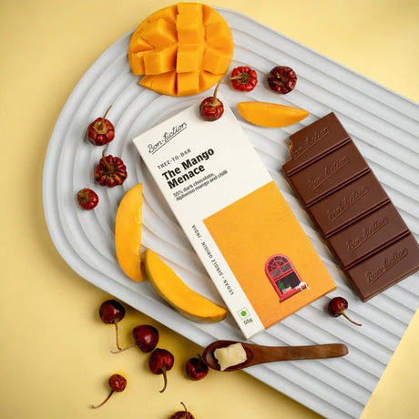 The Mango Menace - 55% Dark Alphonso Mango Chilli Chocolate - Bon Fiction - Freshmills