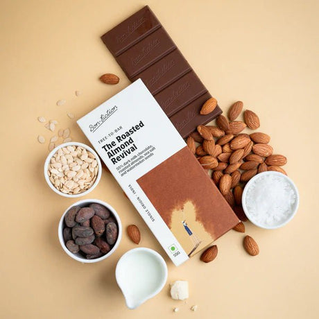 The Roasted Almond Revival 55% Dark Milk Roasted Almonds Chocolate - Bon Fiction - Freshmills