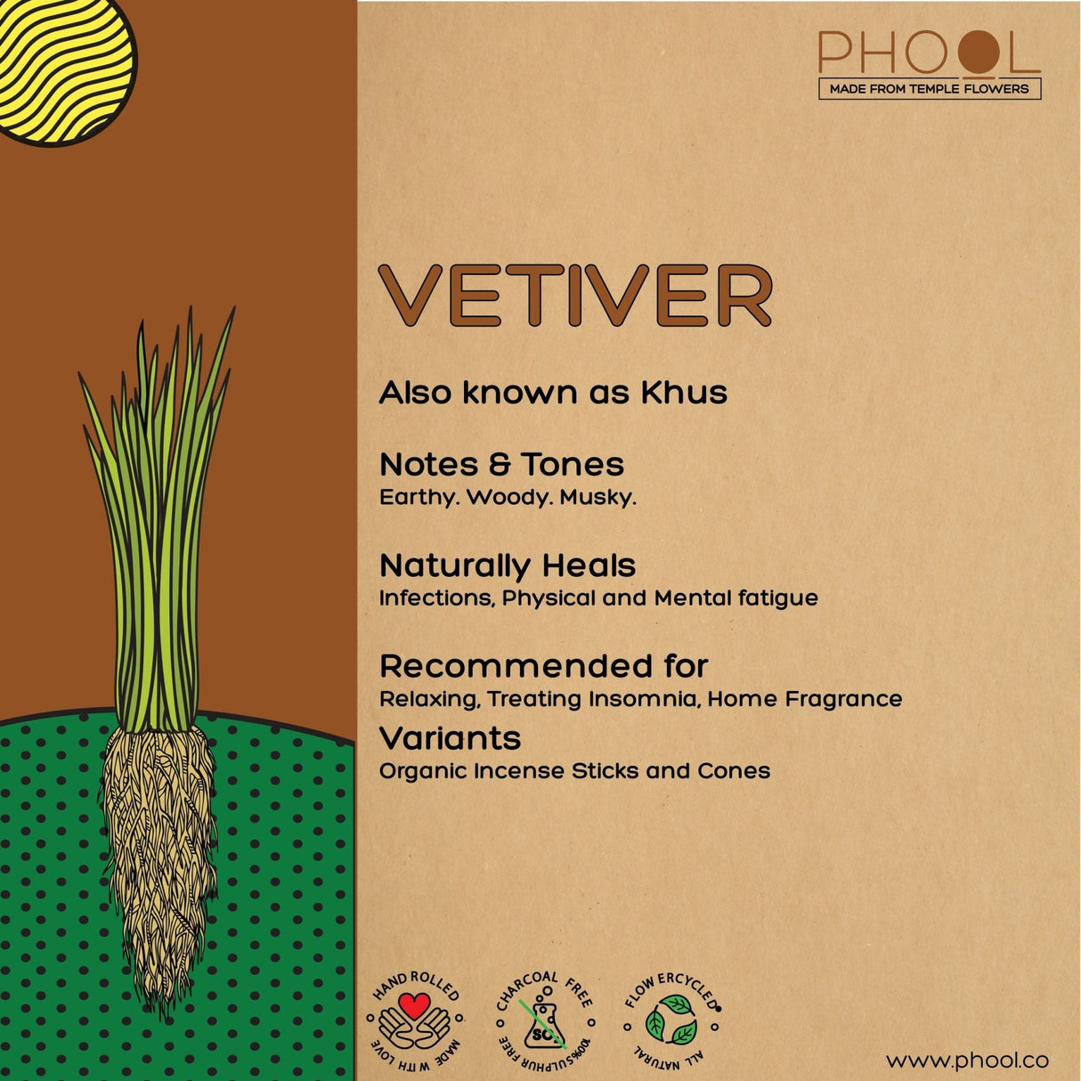 Vetiver Incense Sticks - Phool - Freshmills