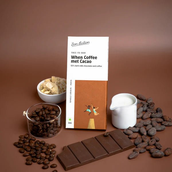 When Coffee met Cacao 55% Dark Milk Coffee Chocolate - Bon Fiction - Freshmills