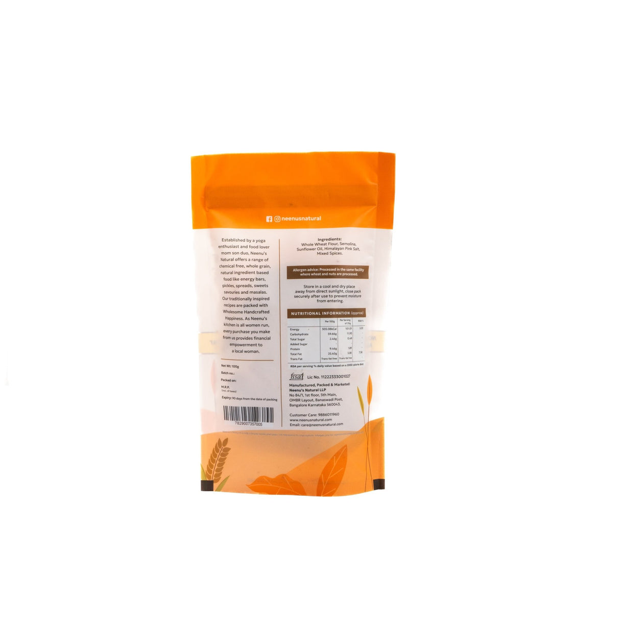Whole Wheat Fingers - Namak Paare - Neenu's Natural - Freshmills
