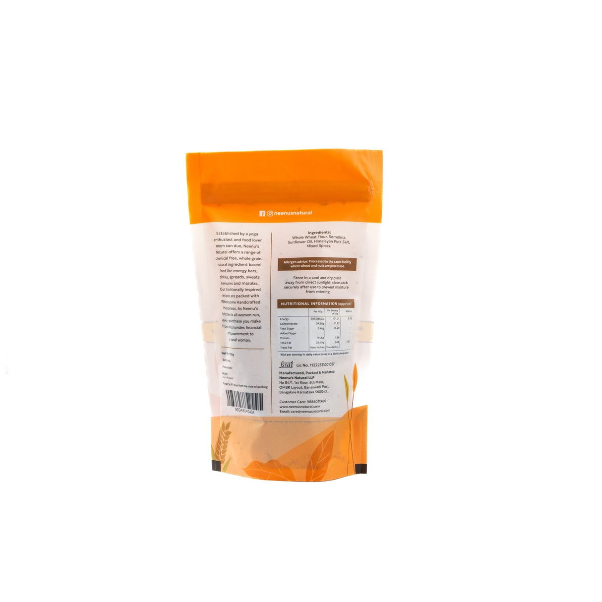 Whole Wheat Fingers - Peri Peri - Neenu's Natural - Freshmills