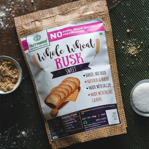 Whole Wheat Rusk Sweet - Nutribee - Freshmills