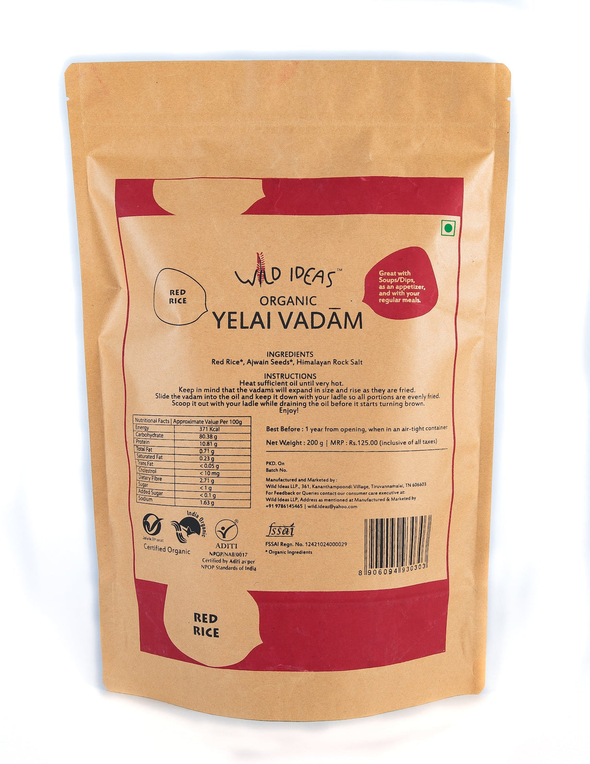 Yelai Vadam Red Rice - Wild Ideas - Freshmills