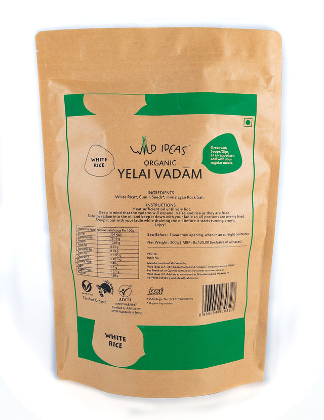 Yelai Vadam White rice - Wild Ideas - Freshmills