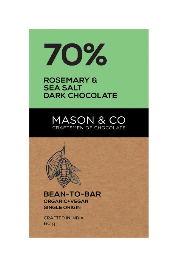 70% Rosemary & Sea Salt Dark Chocolate Bar