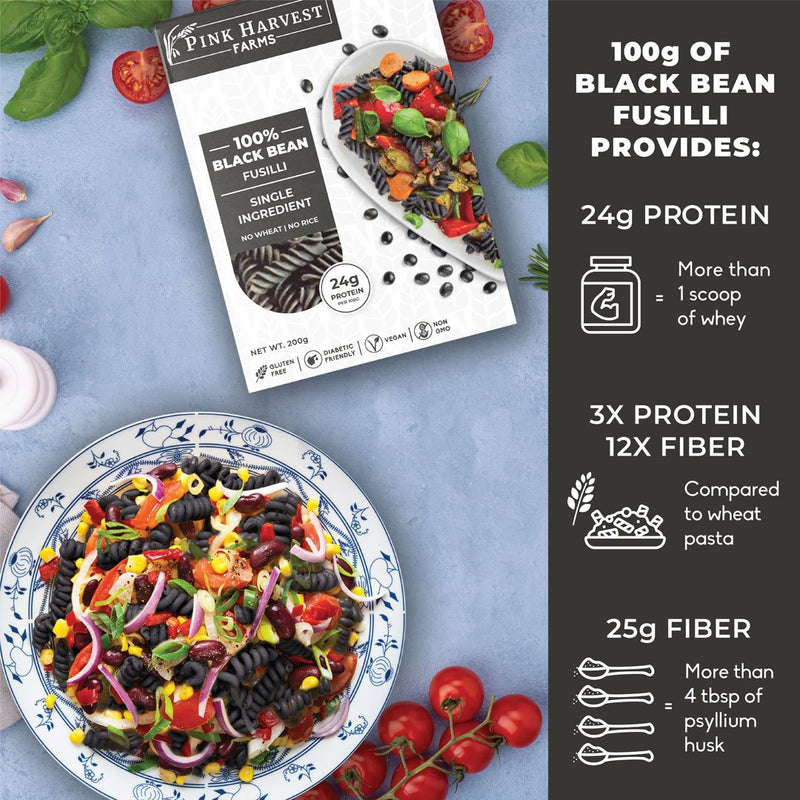 100% Black Bean Fusilli Pasta