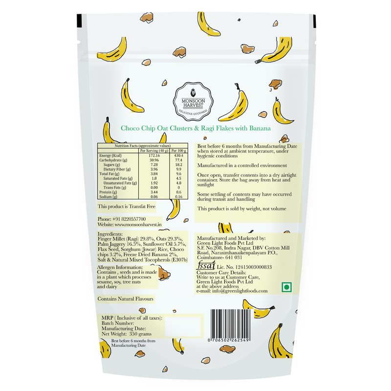 Breakfast Cereal - Chocochip Oat Clusters & Ragi Flakes With Banana